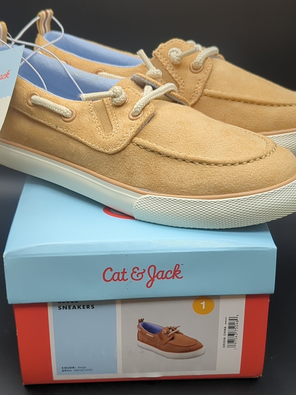Cat & Jack Kid’s Tan Suede Boat Shoes Size 1